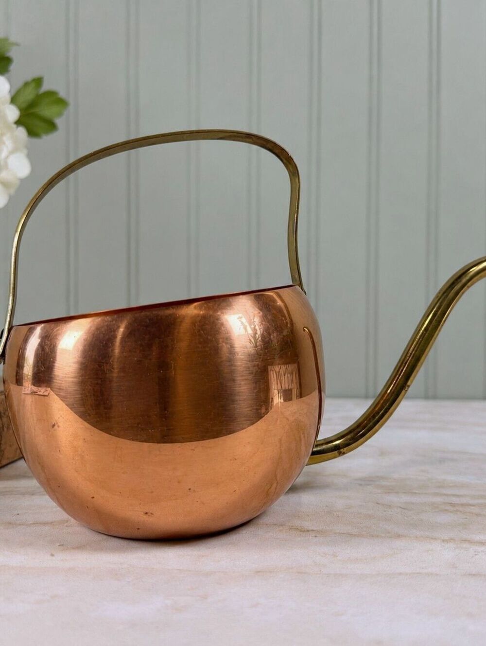 Vintage Copper Watering Can with Brass Handle